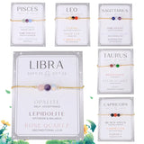 Zodiac Sign Constellation Bracelet Crystal Moonstone Charm Jewelry
