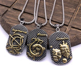 Zodiac Sign Pendant Stainless Steel Necklace Retro Vintage Astrology Jewelry