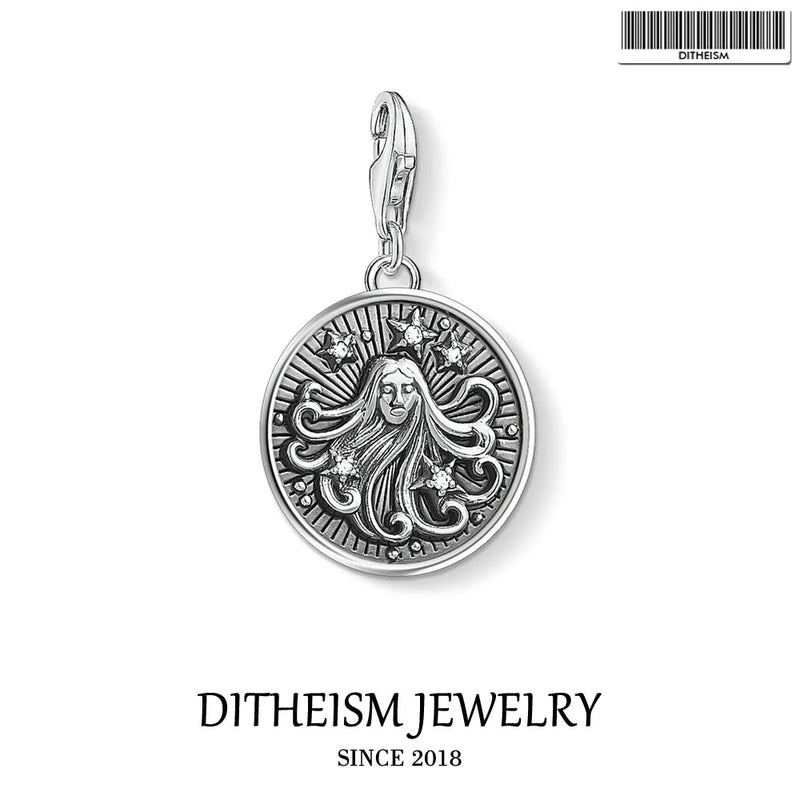 Virgo Zodiac Sign Charms Pendant 925 Sterling Silver Gift For Women Men