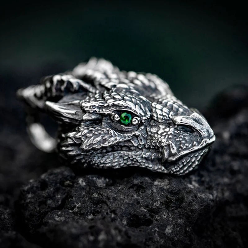 Zodiac Silver Dragon Pure Tin Pendant Necklace Vintage Jewelry for Men