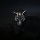 Zodiac Silver Dragon Pure Tin Pendant Necklace Vintage Jewelry for Men
