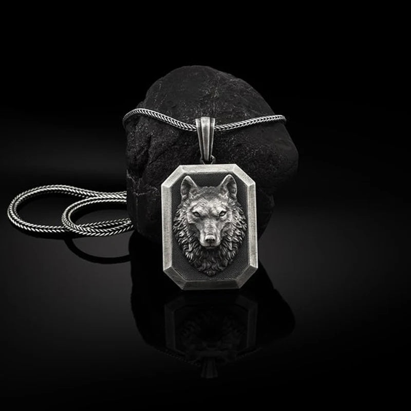 Zodiac Wolf Pendant Necklace Retro Men's Chain