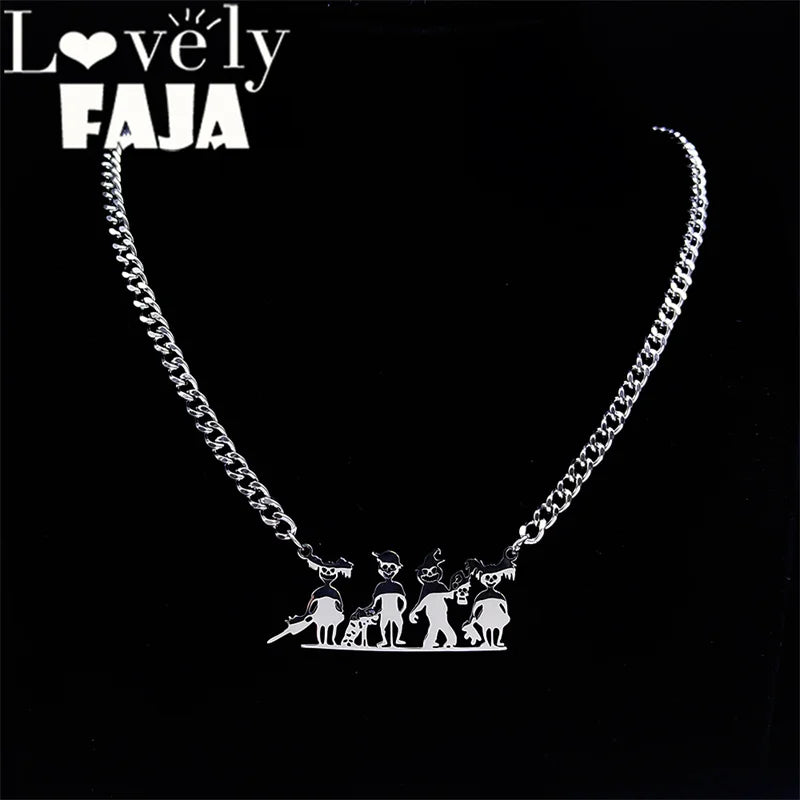 Zombie Family Halloween Necklaces Stainless Steel Chain