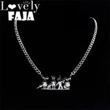 Zombie Family Halloween Necklaces Stainless Steel Chain