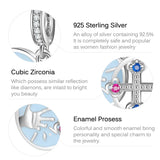 Zombie Hand & Cross Dangle Charm S925 Sterling Silver Bead