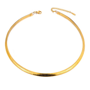 Stainless Steel Metal Cuban Chain Necklace for Women 18K Plated