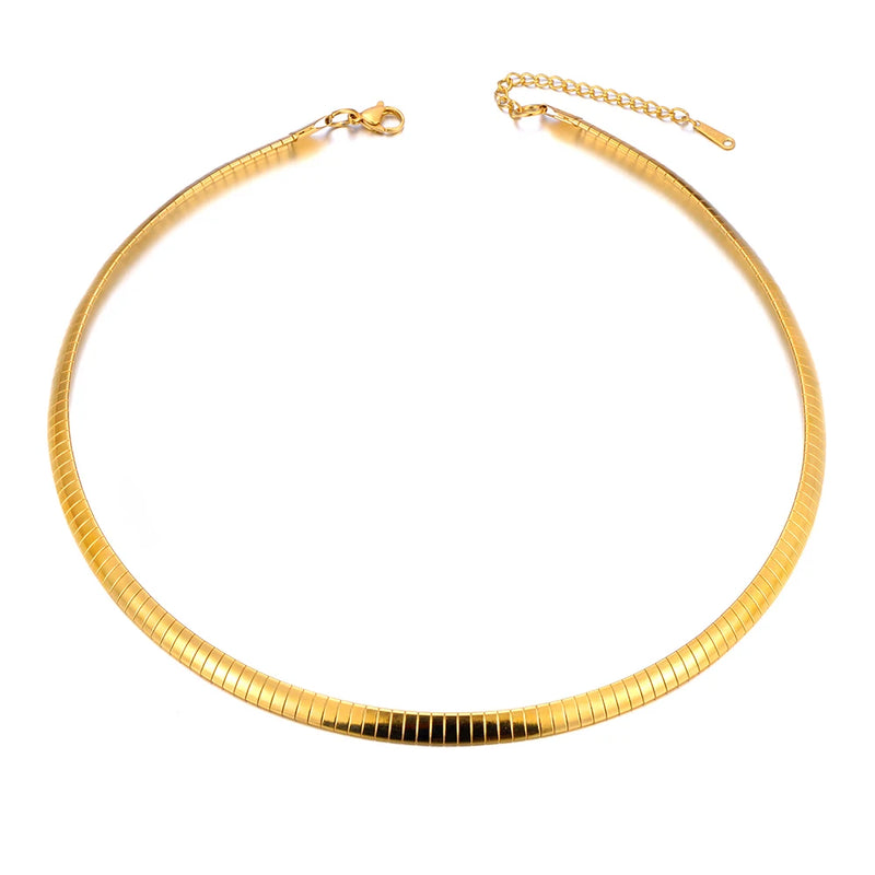 Stainless Steel Metal Cuban Chain Necklace for Women 18K Plated