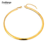Stainless Steel Metal Cuban Chain Necklace for Women 18K Plated