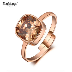 Bohemia Bling Titanium Steel Wedding Ring CZ Crystal Rings For Women ZR19156