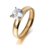 Classic Stainless Steel Cubic Zirconia Engagement Ring