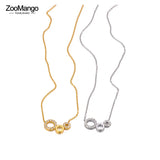 3Pcs Circle Choker Necklace For Women Stainless Steel Pendant Jewelry