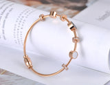 Stainless Steel Shell Charm Bracelet for Women CZ Chain Birthday Gift