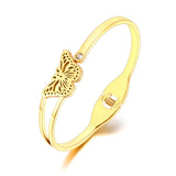 Butterfly Animal Charm Cuff Bangle 18K Plated Rhinestone Bracelet