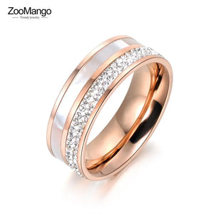 Rose Rhinestone Shell Wedding Rings Jewelry