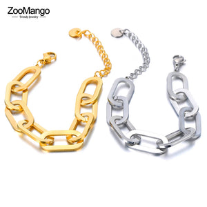 18K Plated Geometry Charm Bracelet Exaggerated Chain Link Jewelry