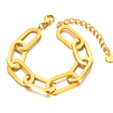 18K Plated Geometry Charm Bracelet Exaggerated Chain Link Jewelry