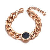316L Stainless Steel Thick Chain Bracelet Roman Numerals Bangle