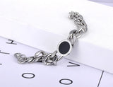 316L Stainless Steel Thick Chain Bracelet Roman Numerals Bangle