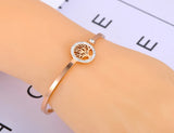 Crystal Tree Charm Cuff Bangle Rose Rhinestone Plant Bracelet