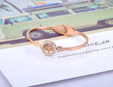 Crystal Tree Charm Cuff Bangle Rose Rhinestone Plant Bracelet