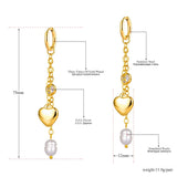 Heart Wedding Earrings Stainless Steel CZ Crystal Hoops