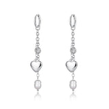 Heart Wedding Earrings Stainless Steel CZ Crystal Hoops