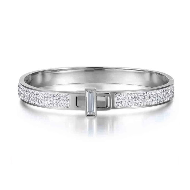 Rose Stainless Steel CZ Crystal Wedding Bangle ZB17051
