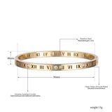 Roman Numerals Bangle Ring Set CZ Wedding Jewelry ZB17050