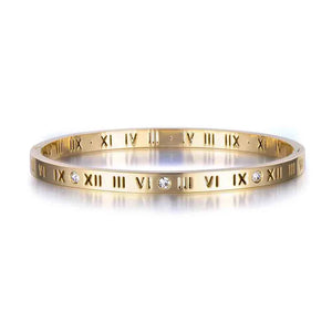 Roman Numerals Bangle Ring Set CZ Wedding Jewelry ZB17050