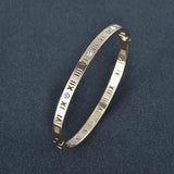 Roman Numerals Bangle Ring Set CZ Wedding Jewelry ZB17050