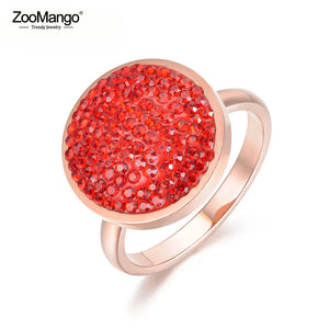 Stainless Steel Black/Red Rhinestone Wedding Rings ZR18031