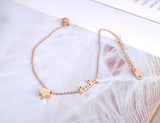 Rose Plated Beach Charm Anklet Stainless Steel Lucky Star Chain Link Anklets