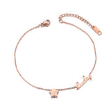 Rose Plated Beach Charm Anklet Stainless Steel Lucky Star Chain Link Anklets