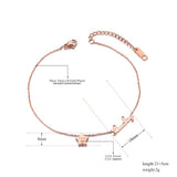 Rose Plated Beach Charm Anklet Stainless Steel Lucky Star Chain Link Anklets