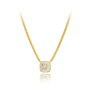 Sparkling Rhinestone Square Pendant Necklaces for Women