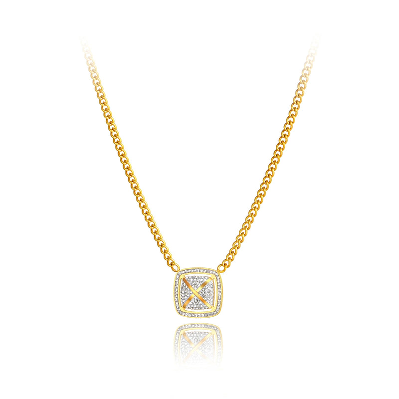 Sparkling Rhinestone Square Pendant Necklaces for Women