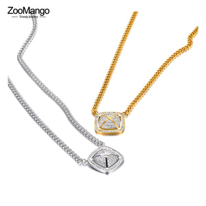 Sparkling Rhinestone Square Pendant Necklaces for Women