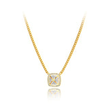Sparkling Rhinestone Square Pendant Necklaces for Women