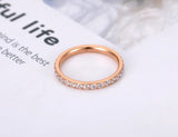 Stainless Steel Rhinestone Ring Rose CZ Crystal Wedding Ring