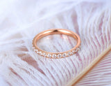 Stainless Steel Rhinestone Ring Rose CZ Crystal Wedding Ring
