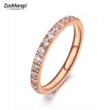 Stainless Steel Rhinestone Ring Rose CZ Crystal Wedding Ring