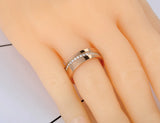 Sparkling Titanium Steel Rhinestone Rose CZ Crystal Wedding Ring ZR20034