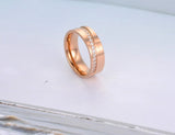 Sparkling Titanium Steel Rhinestone Rose CZ Crystal Wedding Ring ZR20034