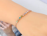 Bohemia Stainless Steel CZ Crystal Charm Bracelet For Women