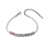 Bohemia Stainless Steel CZ Crystal Charm Bracelet For Women