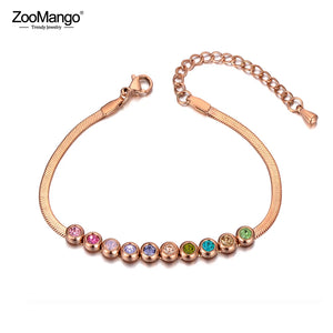 Bohemia Stainless Steel CZ Crystal Charm Bracelet For Women
