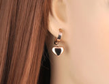 Titanium Steel Love Heart Hoop Earrings Rose Wedding Jewelry ZE19098