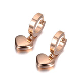 Titanium Steel Love Heart Hoop Earrings Rose Wedding Jewelry ZE19098