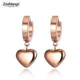 Titanium Steel Love Heart Hoop Earrings Rose Wedding Jewelry ZE19098