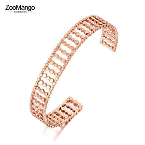 316L Stainless Steel Open Cuff Bangle Rose Plated ZB21111
